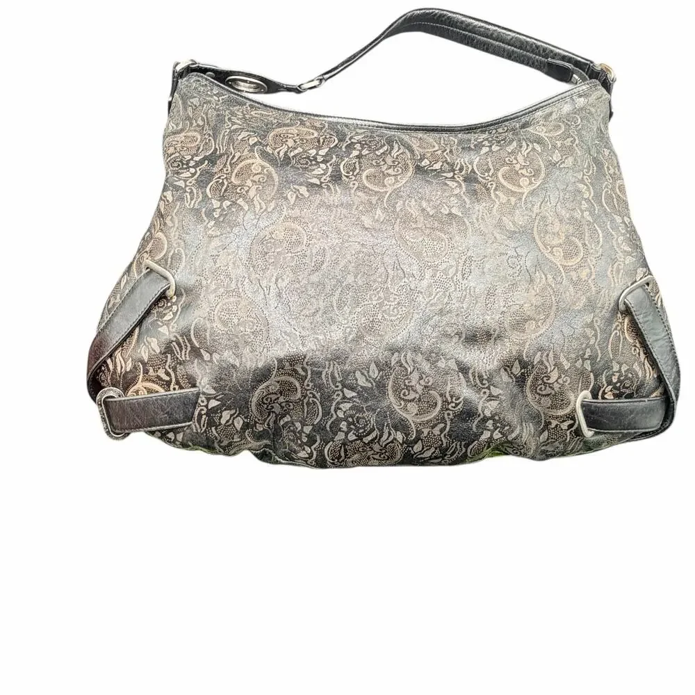 HOBO International Paisley Leather Hobo Shoulder Bag Y2K Boho